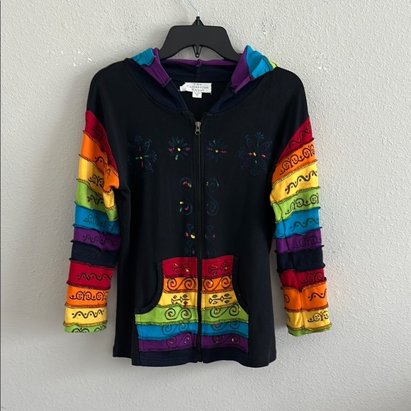 THE COLLECTION ROYAL Nepal cotton jacket with colorful patchwork hood - Picture 1 of 7